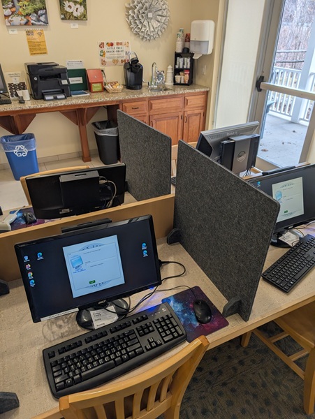 Computer stations at Abbott Library